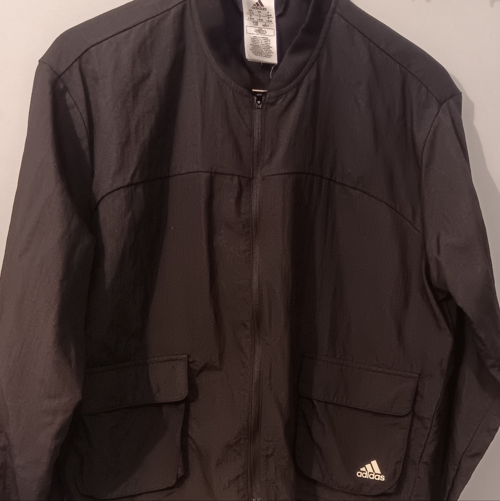 Women's Adidas Cropped Windbreaker sz L Black